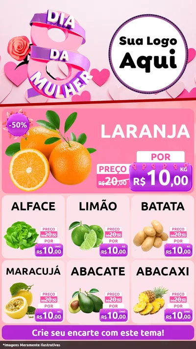 Modelo de Rede Social para Stories com o tema Dia da Mulher para Hortifrúti