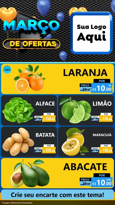 Modelo de TV para TV Vertical com o tema Março de Ofertas para Hortifrúti