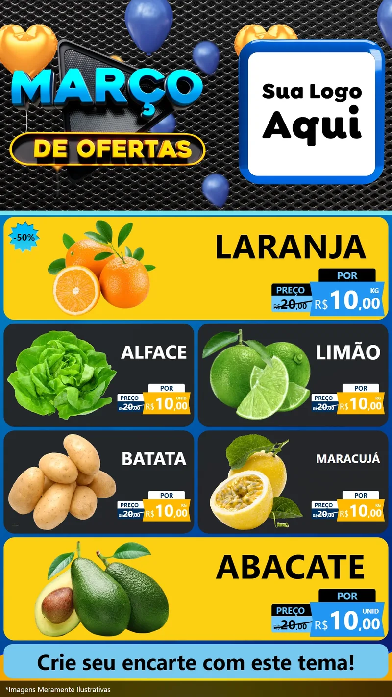 Modelo de TV para TV Vertical com o tema Março de Ofertas para Hortifrúti