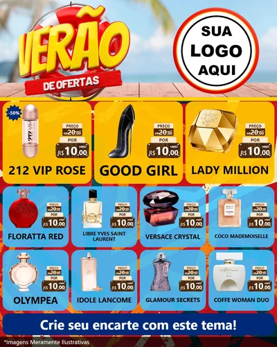 Modelo de Rede Social para Feed Instagram com o tema Verão de Ofertas para Perfumes