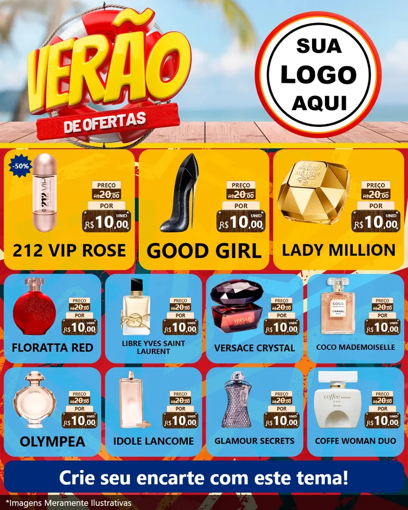 Modelo de Rede Social para Feed Instagram com o tema Verão de Ofertas para Perfumes