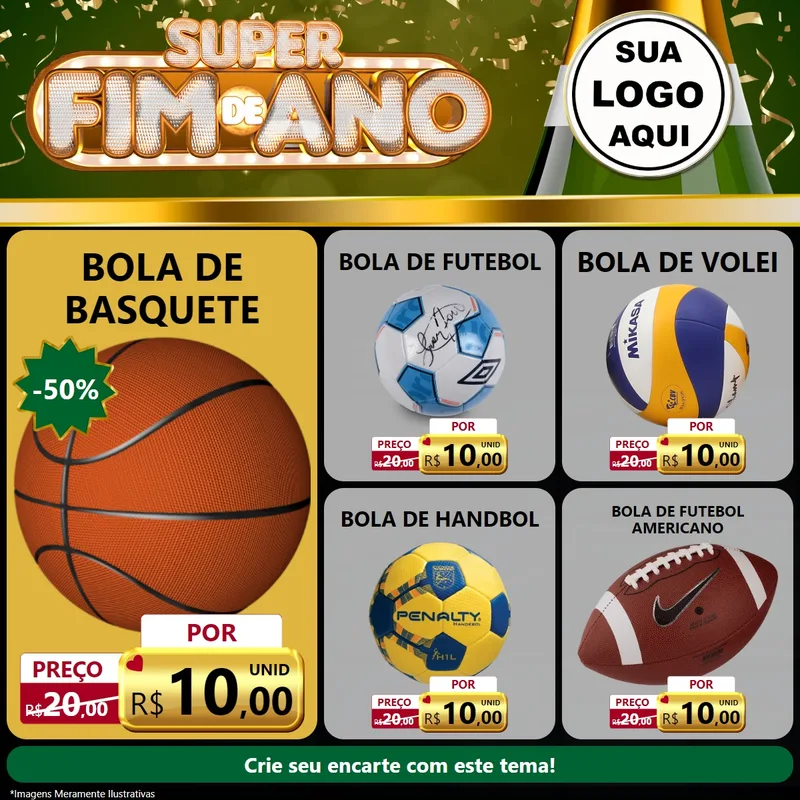 Modelo de Rede Social para Feed Facebook com o tema Super Fim de Ano para Artigos Esportivos