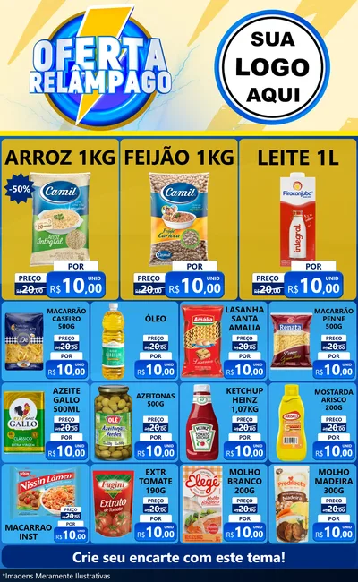 Modelo de Encarte para Encarte Grande com o tema Oferta Relâmpago para Supermercado