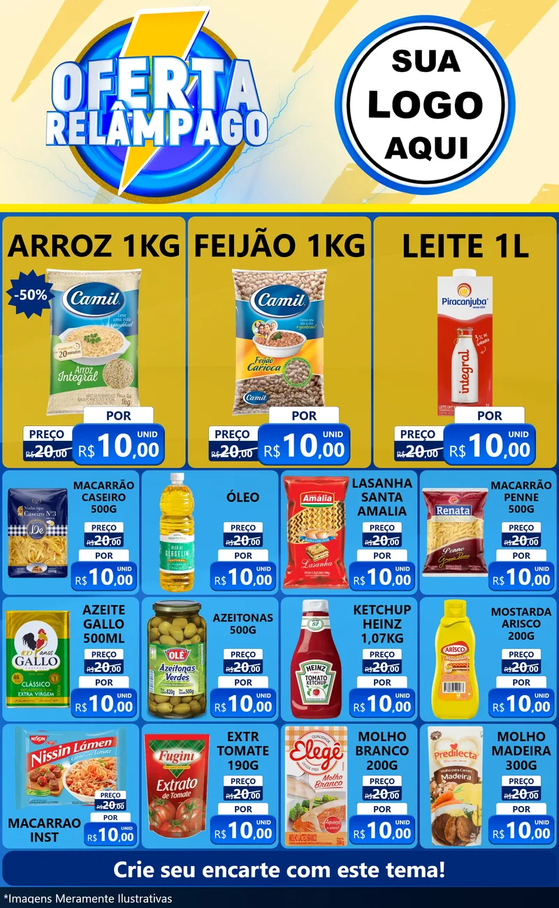 Modelo de Encarte para Encarte Grande com o tema Oferta Relâmpago para Supermercado