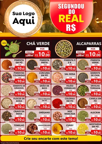 Modelo de Encarte para Encarte A4 Vertical com o tema Segundou do Real para Produtos Naturais