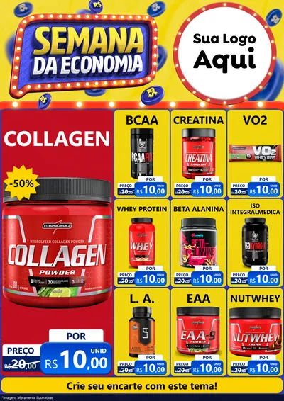Modelo de Encarte para Encarte A4 Vertical com o tema Semana da Economia para Suplementos alimentares