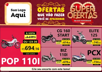Modelo de Encarte para Encarte A4 Horizontal com o tema Dia dos Namorados para Concessionaria de Motos