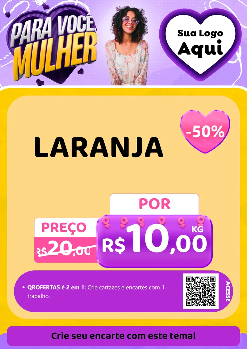 Modelo de Cartaz para Cartaz A4 Vertical com o tema Para Você, Mulher para Hortifrúti