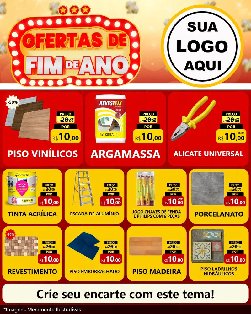Modelo de Rede Social para Feed Instagram com o tema Ofertas de Fim de Ano para Material para Construção