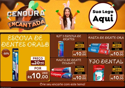 Modelo de Encarte para Encarte A4 Horizontal com o tema Cenoura Encantada - Páscoa para Higiene Pessoal