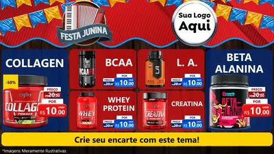 Modelo de TV para TV Horizontal com o tema Festa Junina para Suplementos alimentares