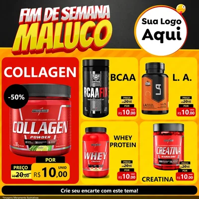 Modelo de Rede Social para Feed Facebook com o tema Final de Semana Maluco para Suplementos alimentares