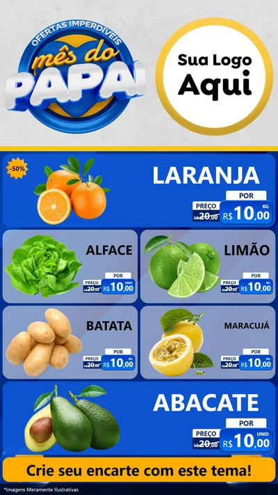 Modelo de TV para TV Vertical com o tema Ofertas Imperdíveis Mês Do Papai para Hortifrúti
