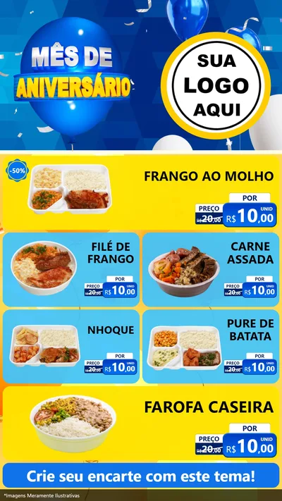 Modelo de TV para TV Vertical com o tema Mês de Aniversário para Restaurante