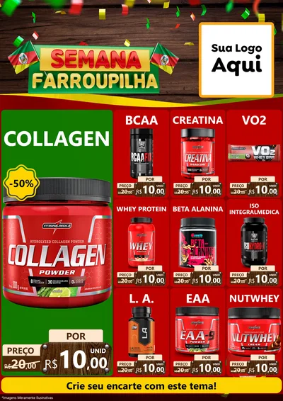 Modelo de Encarte para Encarte A4 Vertical com o tema Semana Farroupilha para Suplementos alimentares
