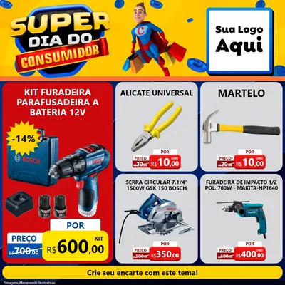 Modelo de Rede Social para Feed Facebook com o tema Super Dia do Consumidor para Maquinas e Ferramentas