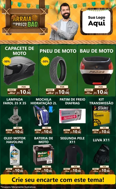 Modelo de Encarte para Encarte Grande com o tema Arraiá do preço bão para Moto peças