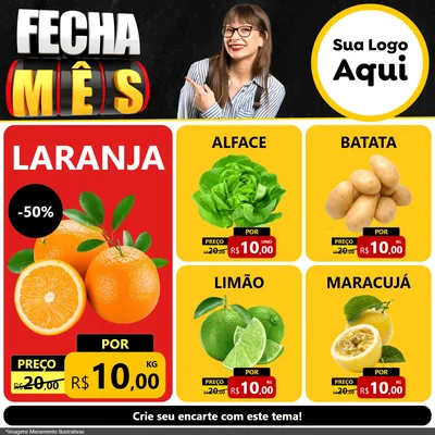 Modelo de Rede Social para Feed Facebook com o tema Fecha Mês para Hortifrúti