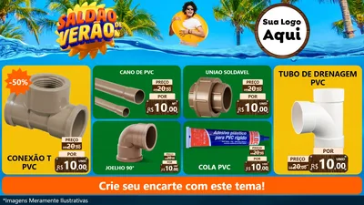 Modelo de TV para TV Horizontal com o tema Saldão de Verão para Tubos e conexões