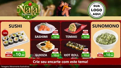 Modelo de TV para TV Horizontal com o tema Natal Especial para Comida japonesa
