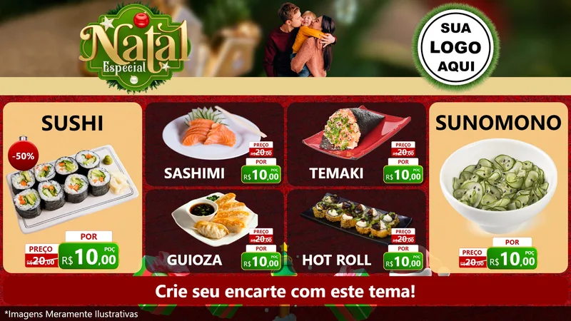 Modelo de TV para TV Horizontal com o tema Natal Especial para Comida japonesa