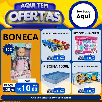 Modelo de Rede Social para Feed Facebook com o tema Aqui Tem Ofertas para Brinquedos