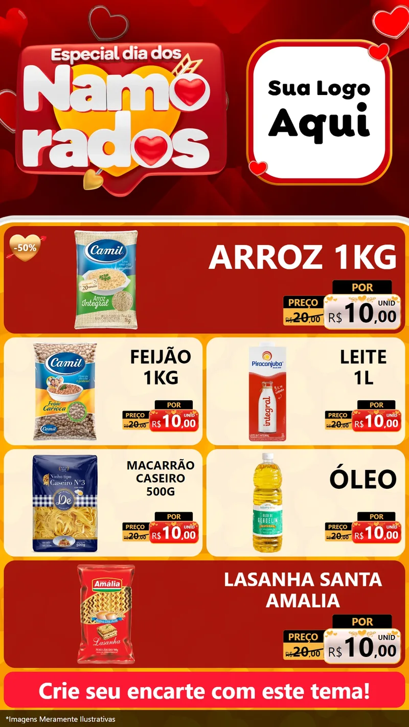 Modelo de TV para TV Vertical com o tema Especial Dia dos Namorados para Supermercado