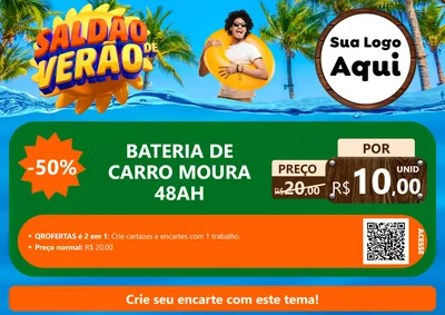 Modelo de Cartaz para Cartaz A4 Horizontal com o tema Saldão de Verão para Baterias Elétricas