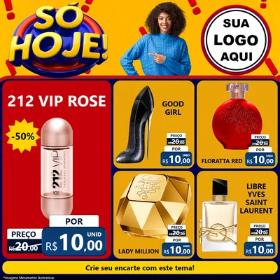 Modelo de Rede Social para Feed Facebook com o tema Só Hoje! para Perfumes