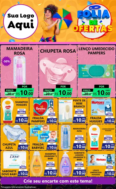 Modelo de Encarte para Encarte Grande com o tema Folia de Ofertas para Bebês
