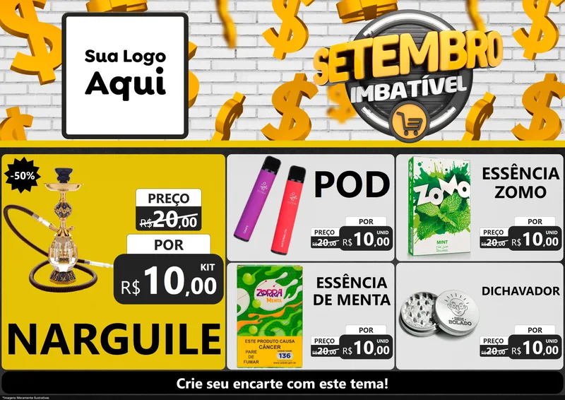 Modelo de Encarte para Encarte A4 Horizontal com o tema Setembro Imbatível para Tabacaria