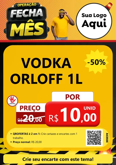 Modelo de Cartaz para Cartaz A4 Vertical com o tema Operação Fecha Mês para Distribuidora de bebidas