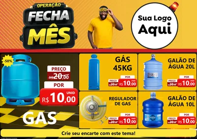Modelo de Encarte para Encarte A4 Horizontal com o tema Operação Fecha Mês para Água e gás