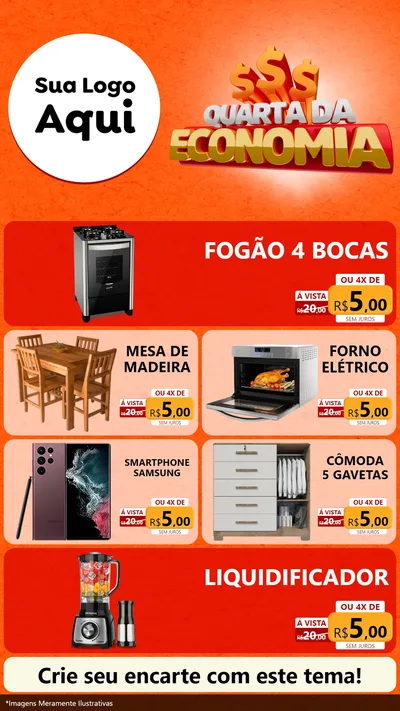Modelo de TV para TV Vertical com o tema Quarta da Economia para Móveis e Eletro