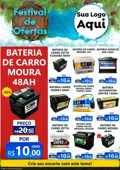 Modelo de Encarte para Encarte A4 Vertical com o tema Festival de Ofertas - Inverno para Baterias Elétricas