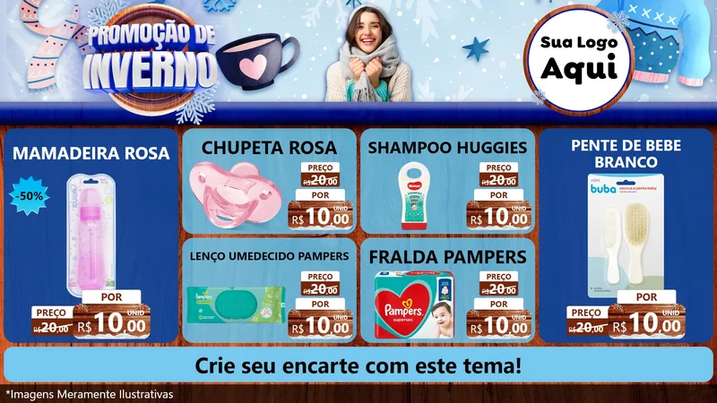 Modelo de TV para TV Horizontal com o tema Promoção de Inverno para Bebês