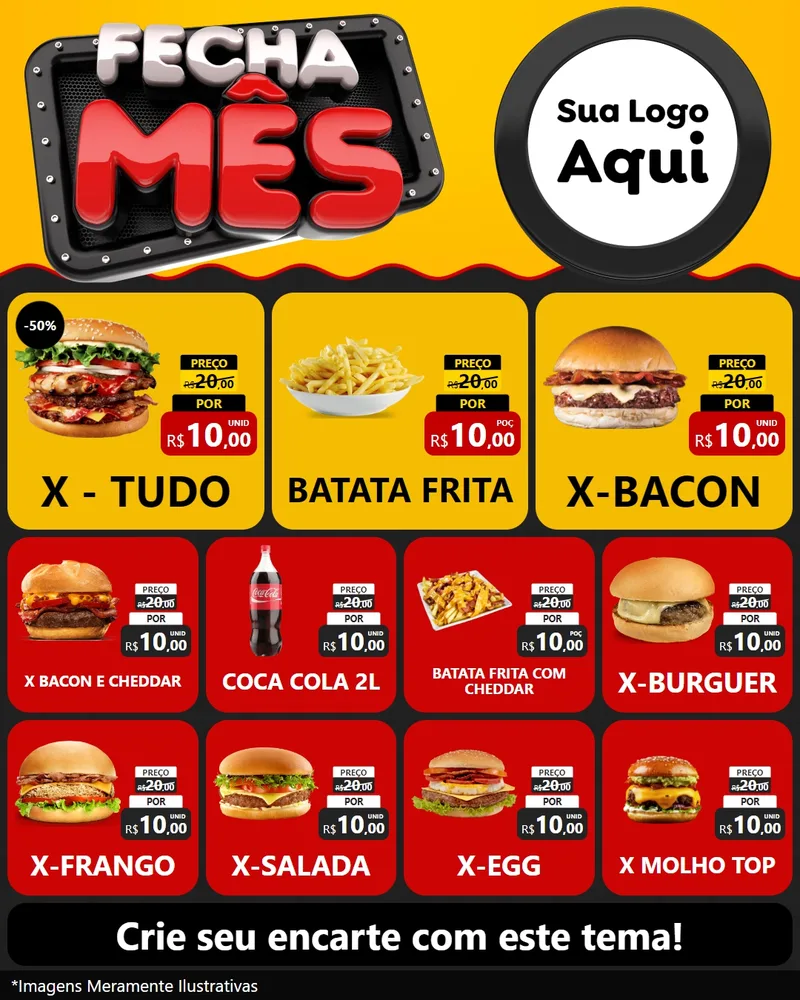 Modelo de Rede Social para Feed Instagram com o tema Fecha Mês para Hamburgueria