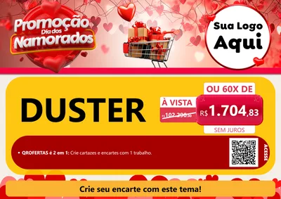 Modelo de Cartaz para Cartaz A4 Horizontal com o tema Promoção Dia dos Namorados para Concessionaria de Carros