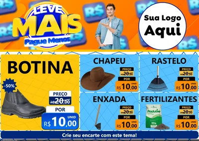 Modelo de Encarte para Encarte A4 Horizontal com o tema Leve Mais, Pague Menos para Agropecuária