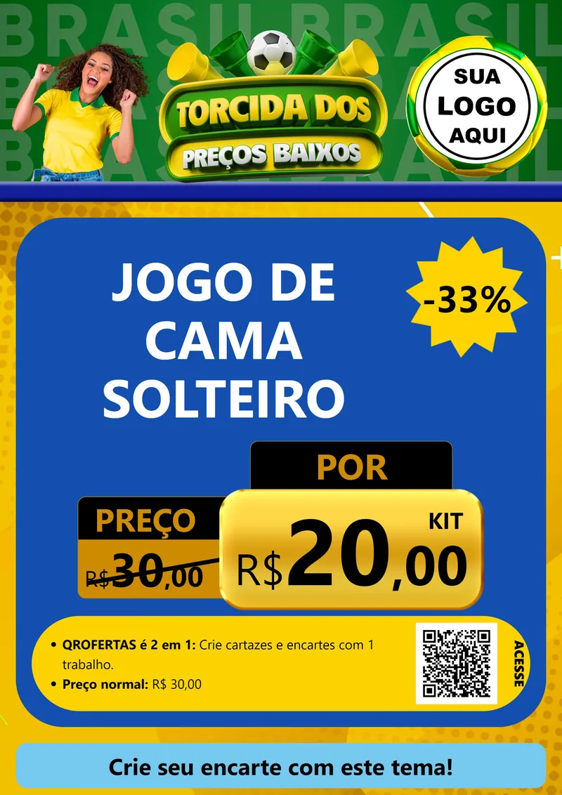 Modelo de Cartaz para Cartaz A4 Vertical com o tema Torcida dos Preços Baixos para Cama, Mesa e Banho