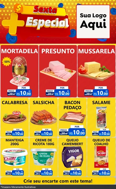 Modelo de Encarte para Encarte Grande com o tema Sexta Mais Especial para Frios e Laticínios