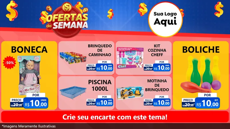 Modelo de TV para TV Horizontal com o tema Ofertas Da Semana para Brinquedos