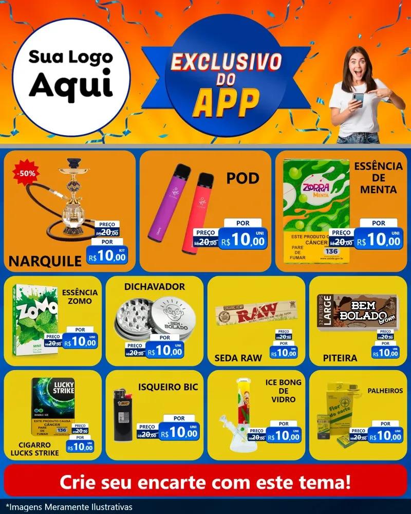Modelo de Rede Social para Feed Instagram com o tema Exclusivo do Aplicativo para Tabacaria