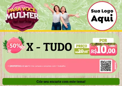 Modelo de Cartaz para Cartaz A4 Horizontal com o tema Para Você Mulher para Hamburgueria