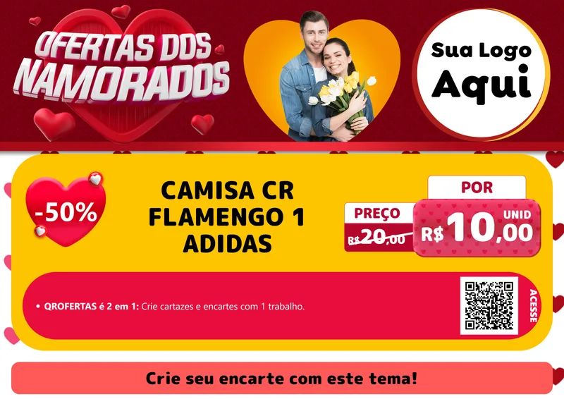 Modelo de Cartaz para Cartaz A4 Horizontal com o tema Ofertas Dos Namorados para Roupas e acessórios