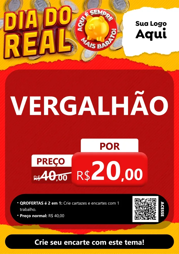 Modelo de Cartaz para Cartaz A4 Vertical com o tema Dia Do Real para Ferragens