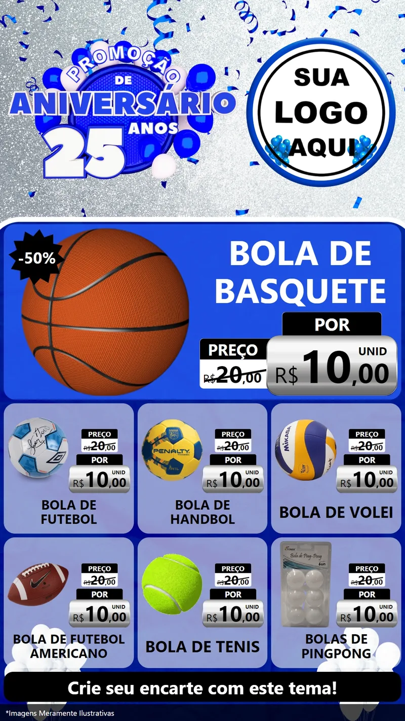 Modelo de Rede Social para Stories com o tema Promoção de Aniversário - 25 Anos para Artigos Esportivos