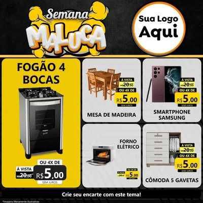Modelo de Rede Social para Feed Facebook com o tema Semana Maluca para Móveis e Eletro