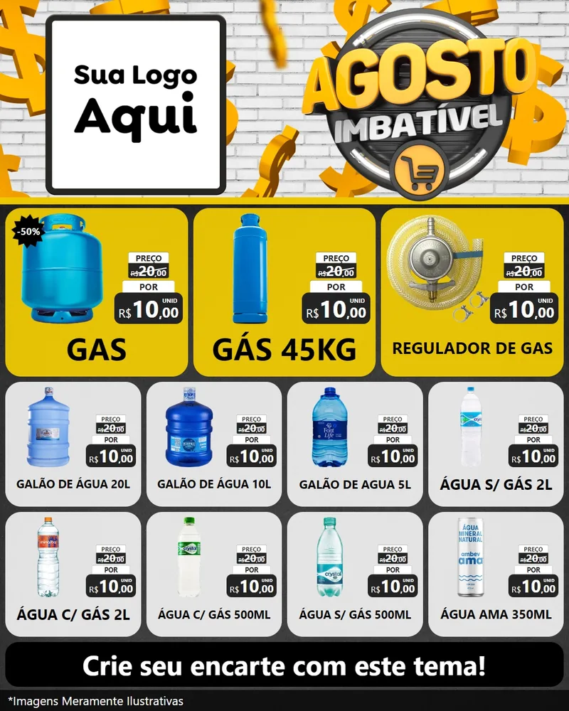 Modelo de Rede Social para Feed Instagram com o tema Agosto imbatível para Água e gás