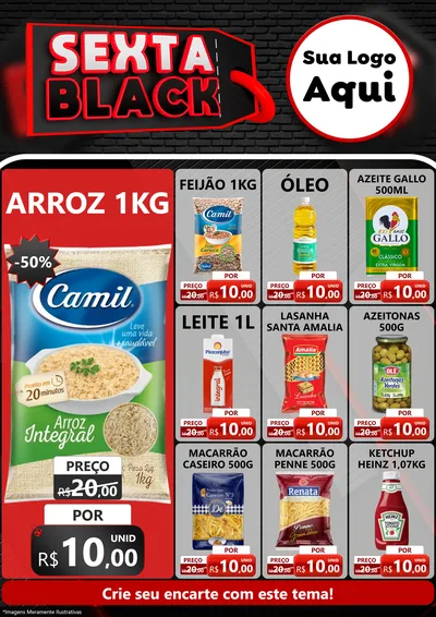 Modelo de Encarte para Encarte A4 Vertical com o tema Sexta Black para Supermercado